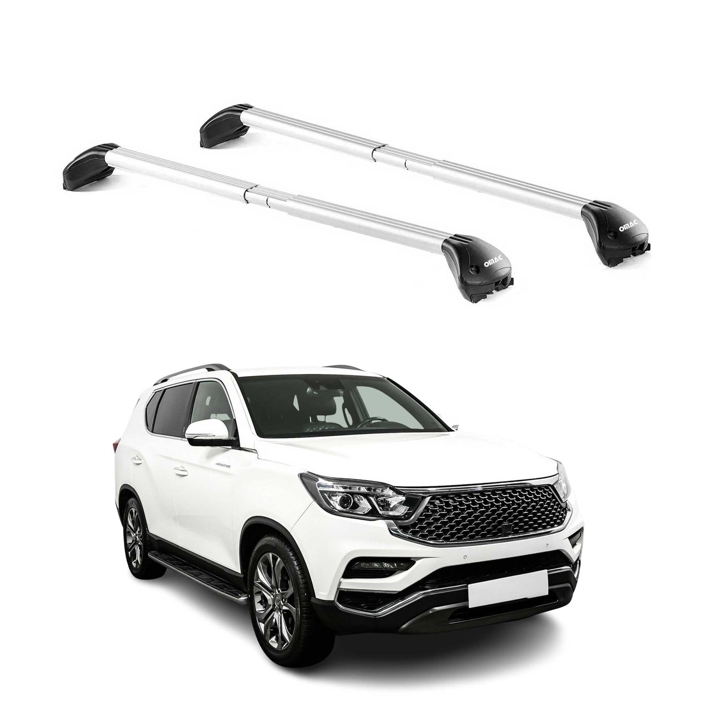 Bară de plafon pentru Ssangyong Rexton IV 2017-2025 5 uși 100kg aluminiu argintiu 2x ABE