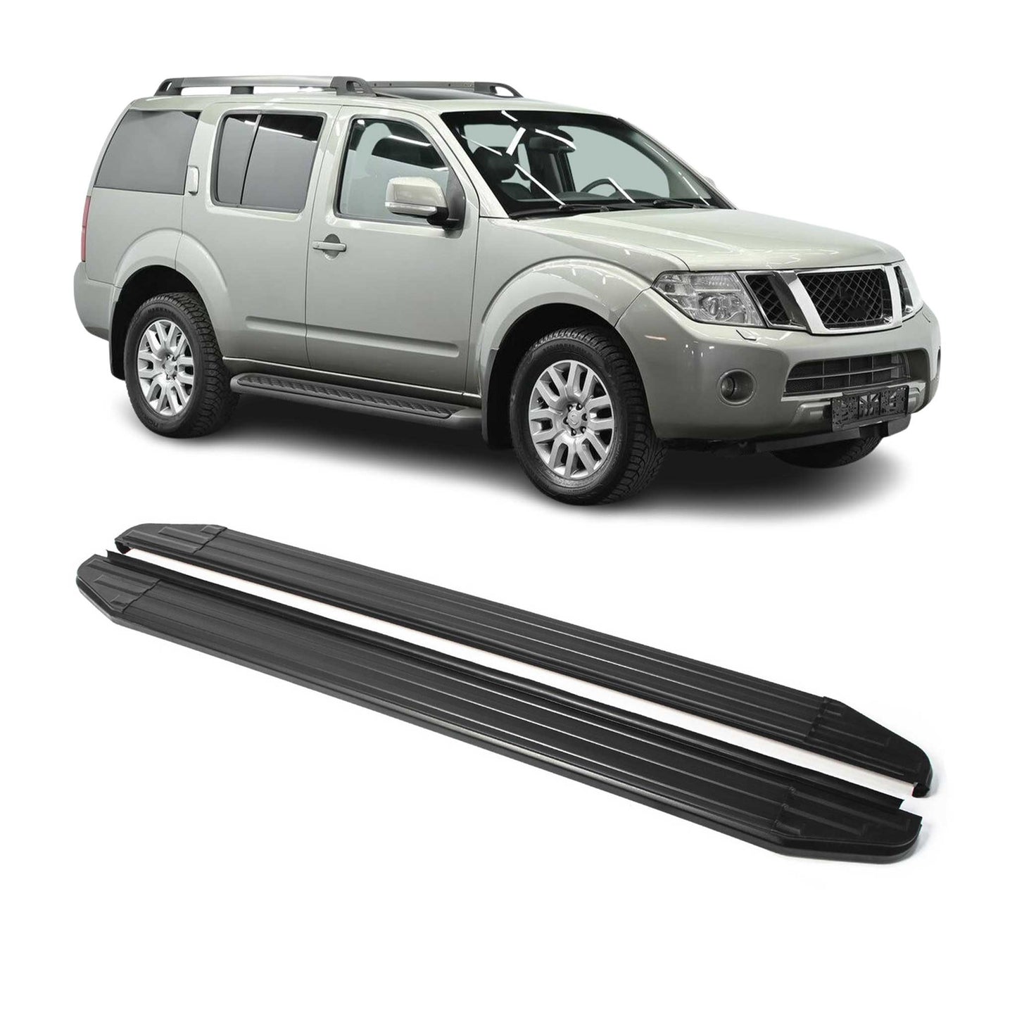 Trittbretter Seitenschweller für Nissan Pathfinder 2004-2014 ABE Schwarz Alu
