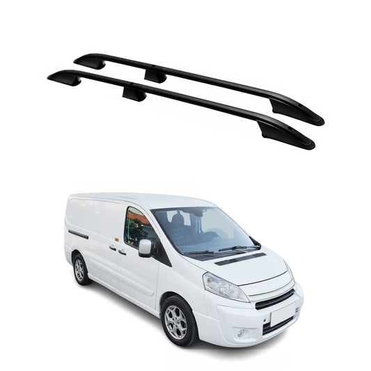 Dachreling Dachgepäckträger für Citroen Jumpy 2007-2017 L2 Langer Alu Schwarz 2x
