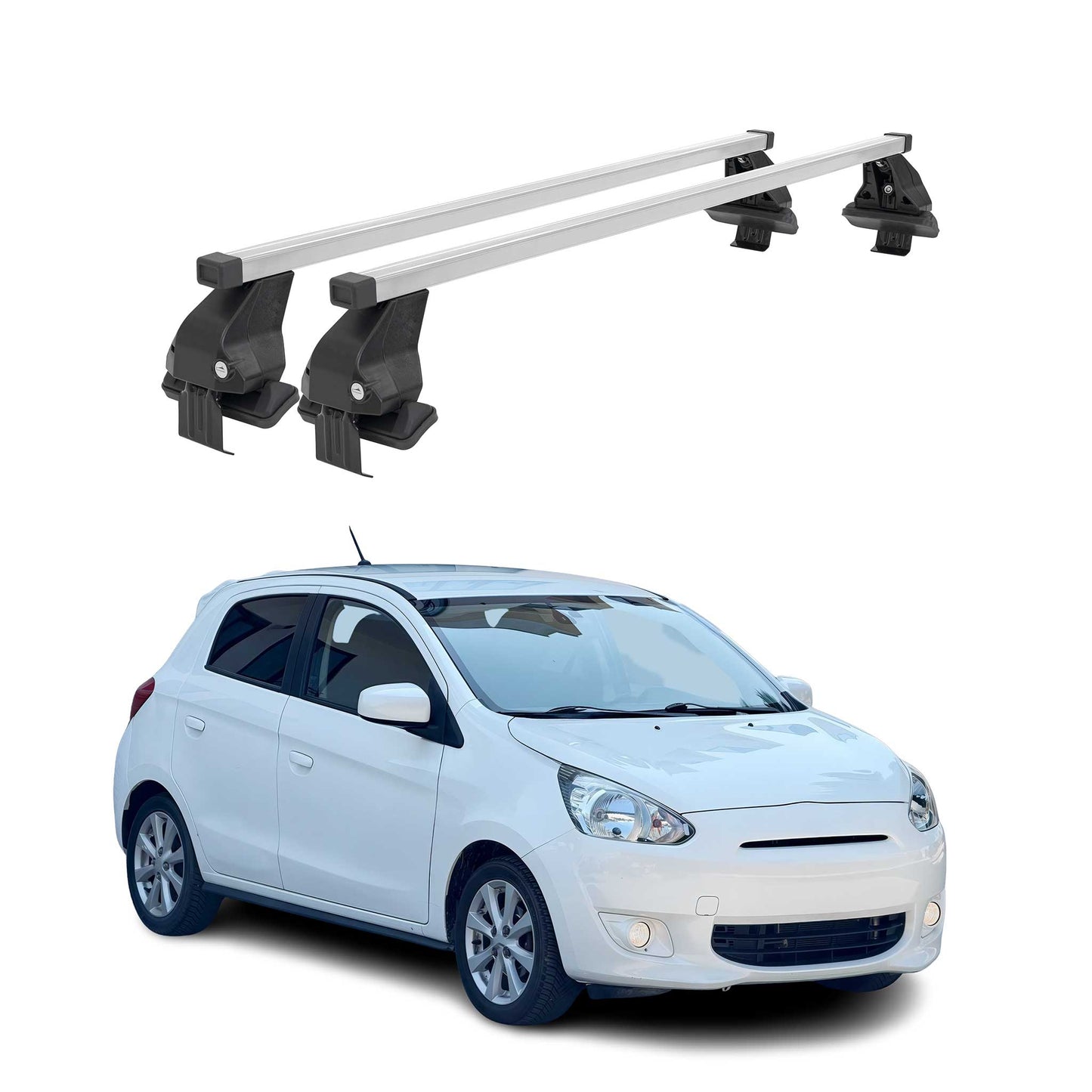 Menabo Dachträger für Mitsubishi Space Star mk2 2016-2020 FL 50kg Stahl Grau 2x