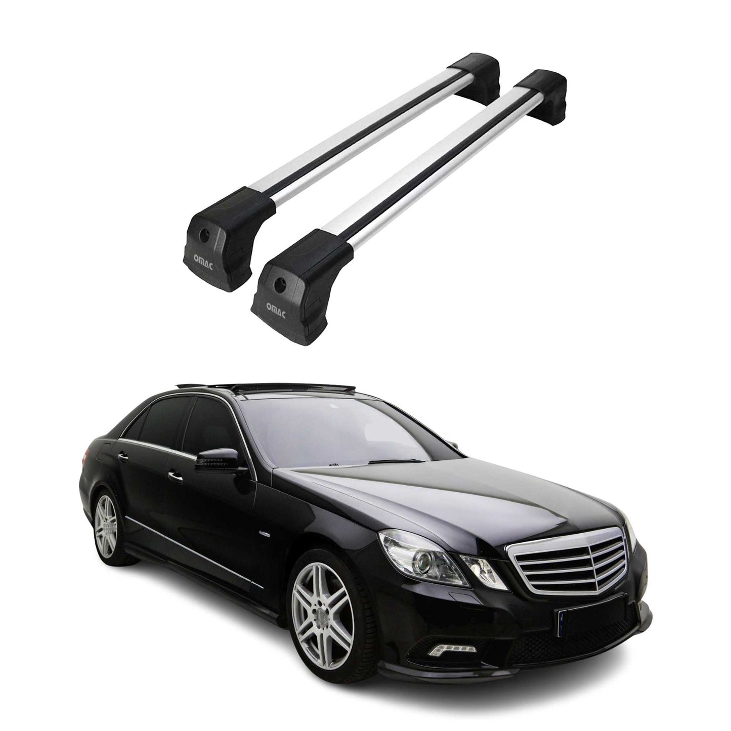 2009-2016 Mercedes E Klasse W212 Dachträger Gepäkträger Silber Alu 2 tlg
