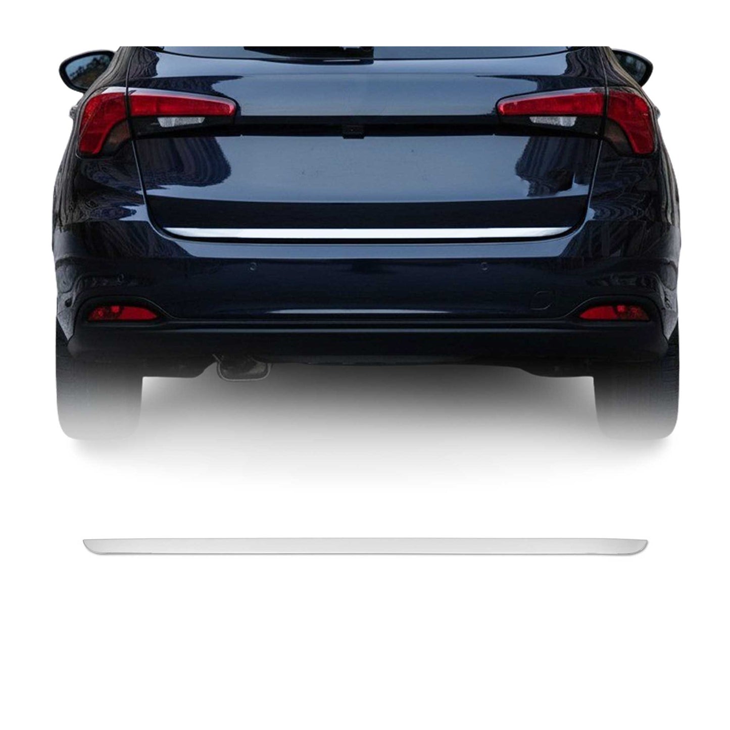 Bandă decorativă portbagaj, bandă decorativă spate pentru Fiat Tipo 2015-2025 sedan, oțel inoxidabil cromat
