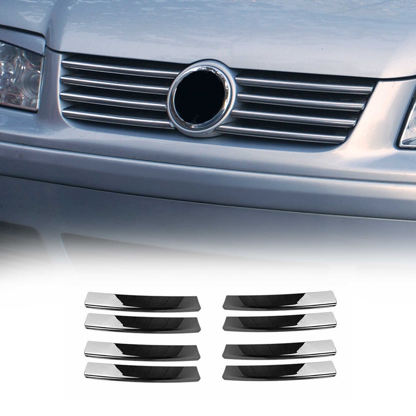 Kühlergrill Leisten Grillleisten für VW Bora 1998-2005 Edelstahl Silber 8tlg