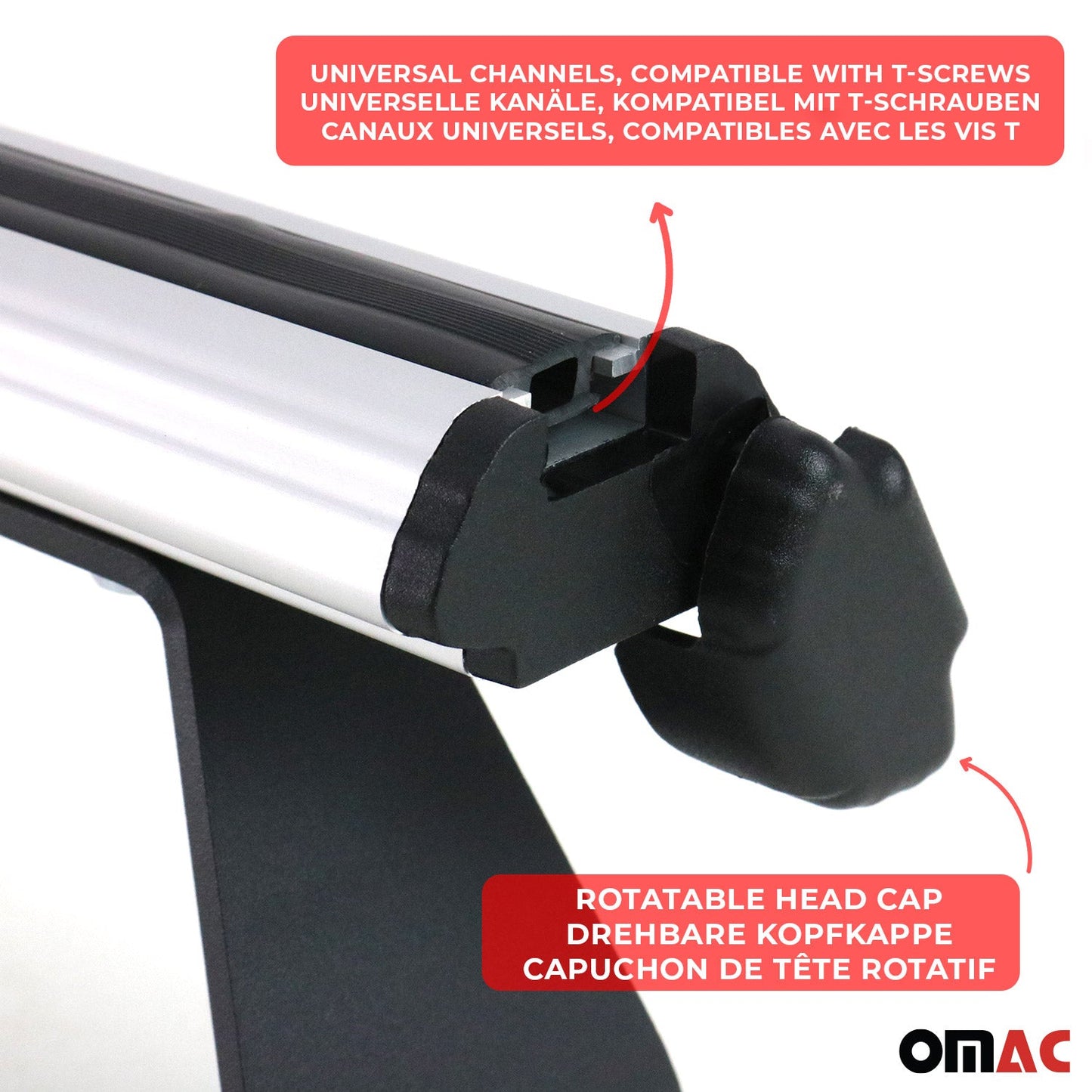 Set 2x Portbagaj de plafon + Suport scară pentru Ford Transit Courier 2014-2023 Argintiu