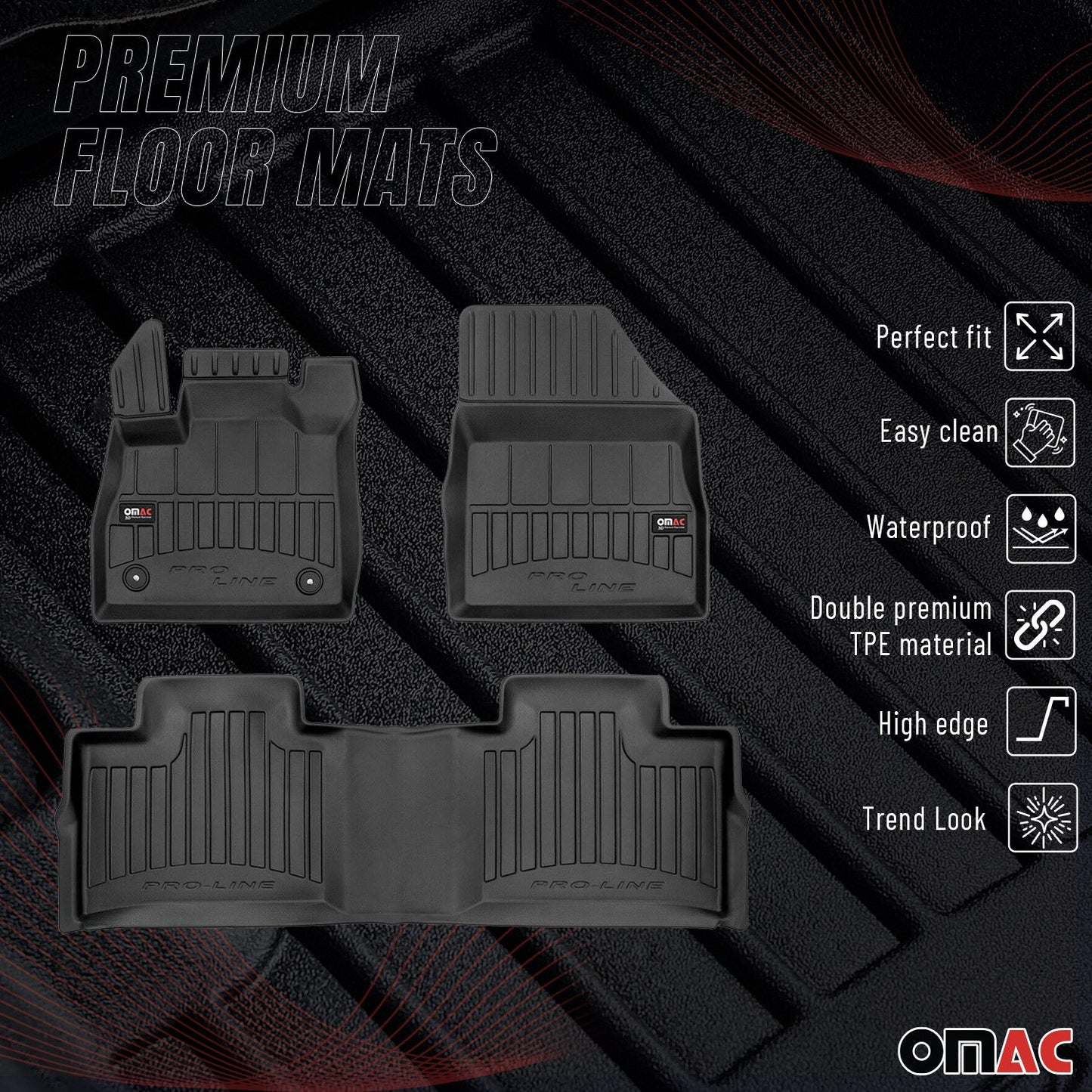2015-2020 Renault Espace Fußmatten TPE Schwarz 3 tlg