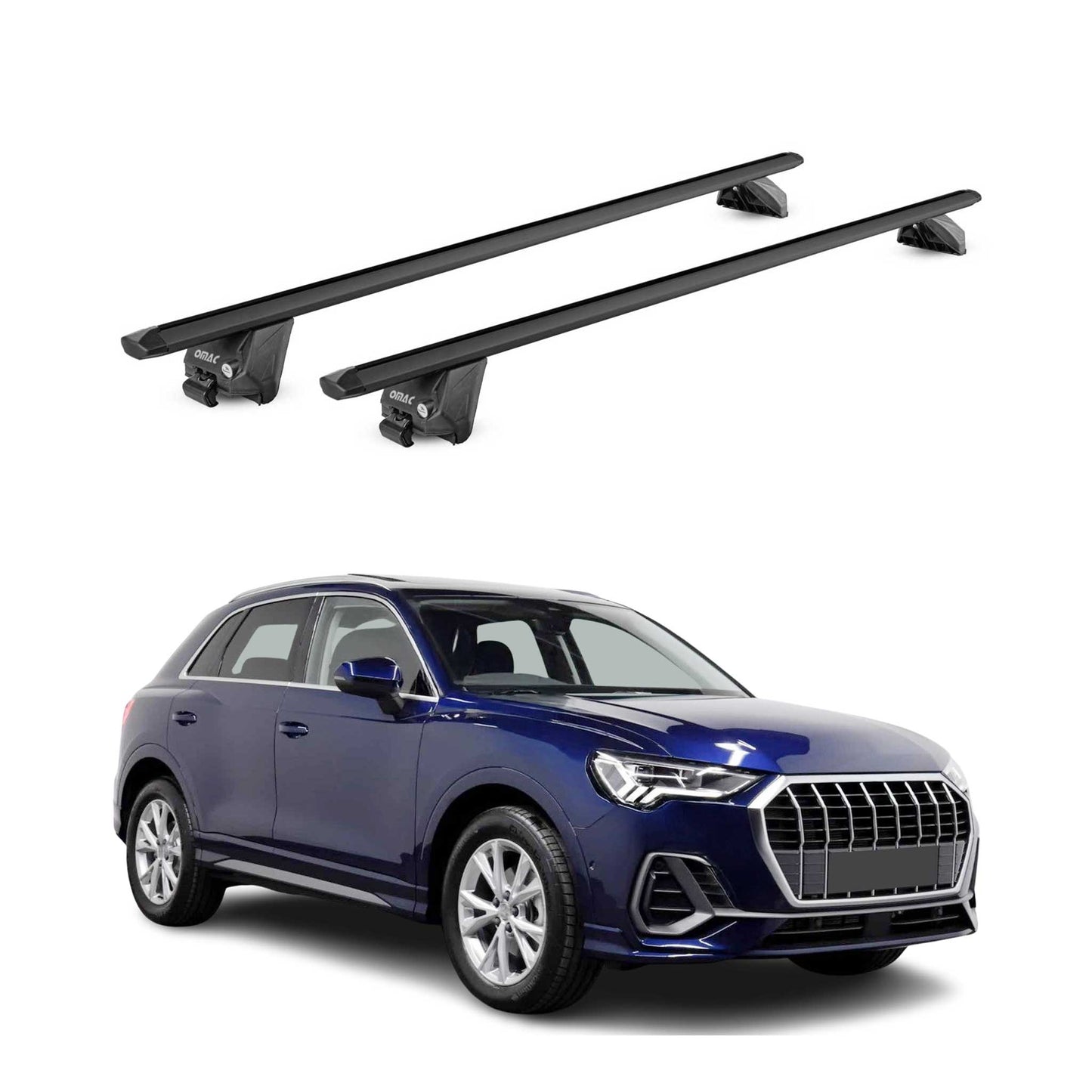 Dachträger Grundtäger für Audi Q3 mk2 2018-2025 100kg Alu Schwarz 2 tlg ABE