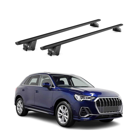 Dachträger Grundtäger für Audi Q3 mk2 2018-2025 100kg Alu Schwarz 2 tlg ABE