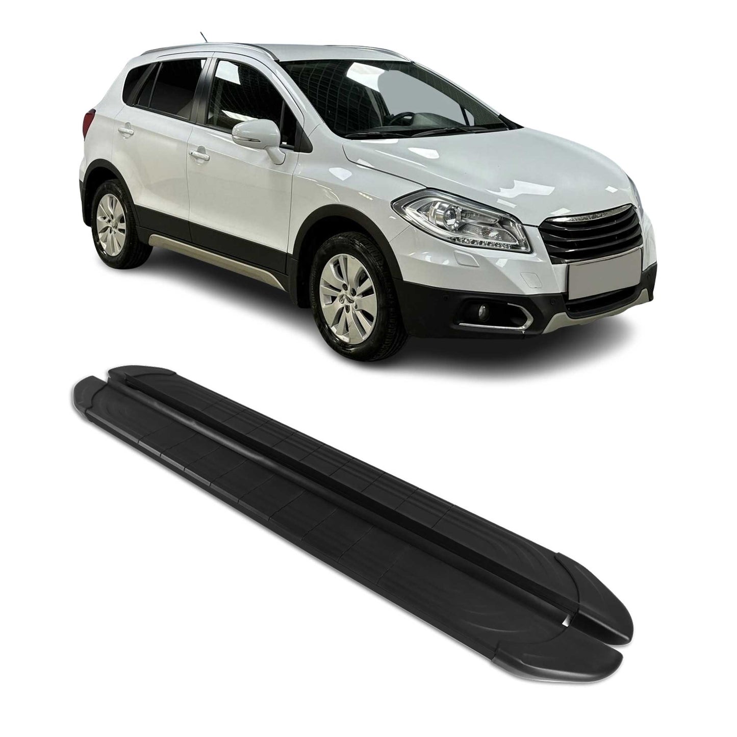 Trittbretter Seitenschweller für Suzuki S-Cross 2013-2017 Aluminium Schwarz 2tlg