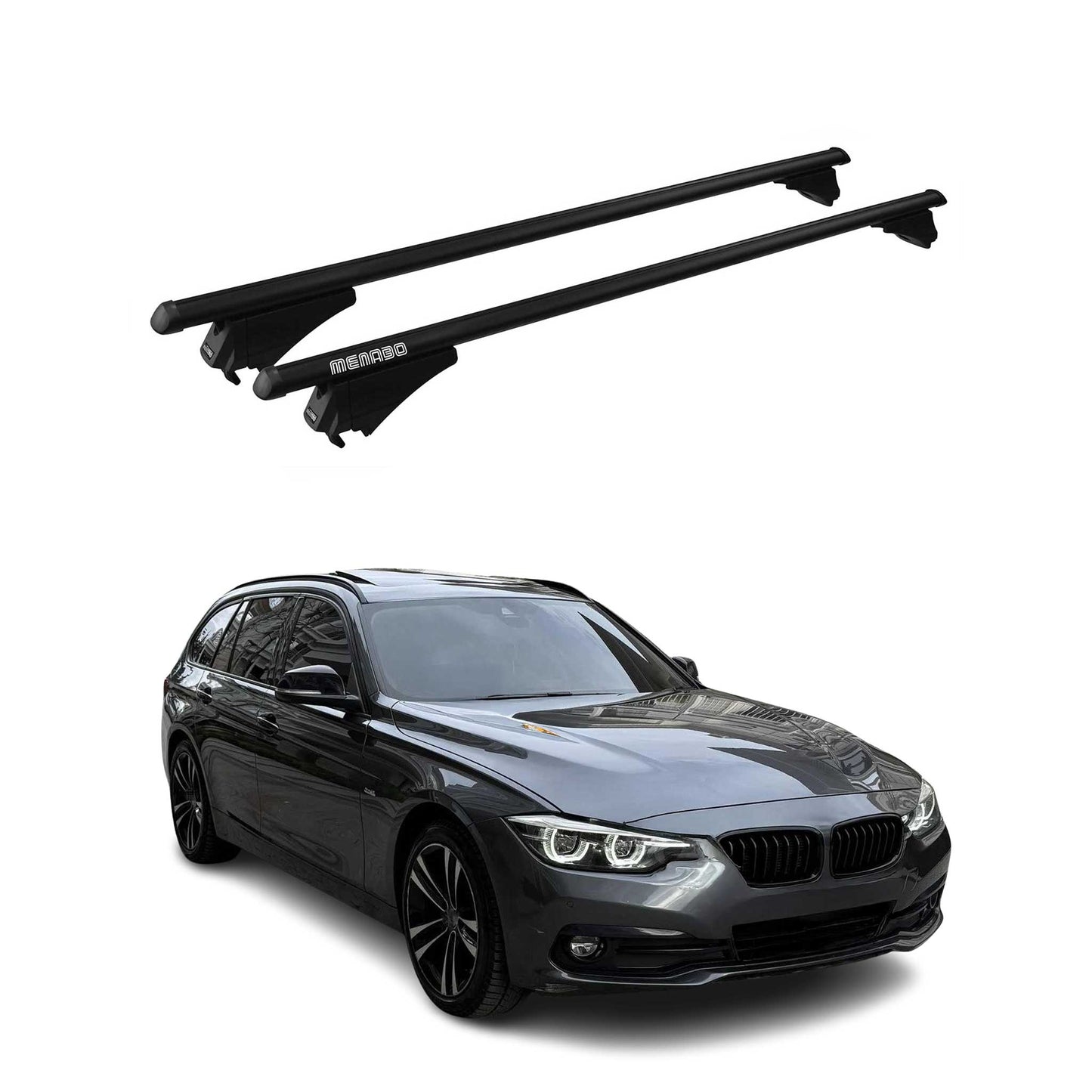 Menabo Dachträger Grundtäger für BMW 3er F31 Touring 2012-2019 75kg Alu Schwarz