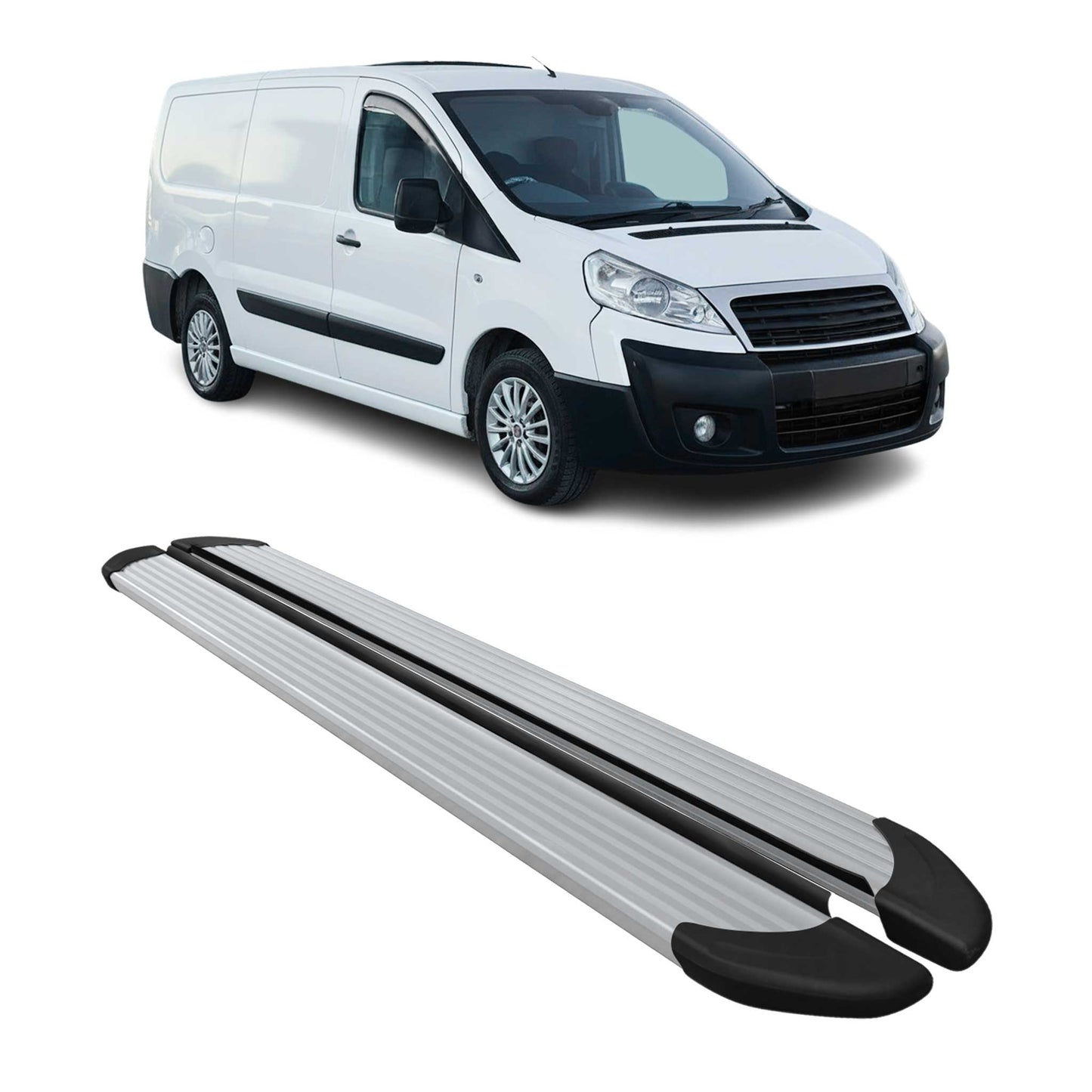 Seitenschweller Trittbretter Schweller für Fiat Scudo 2004-2016 L2 Alu Grau