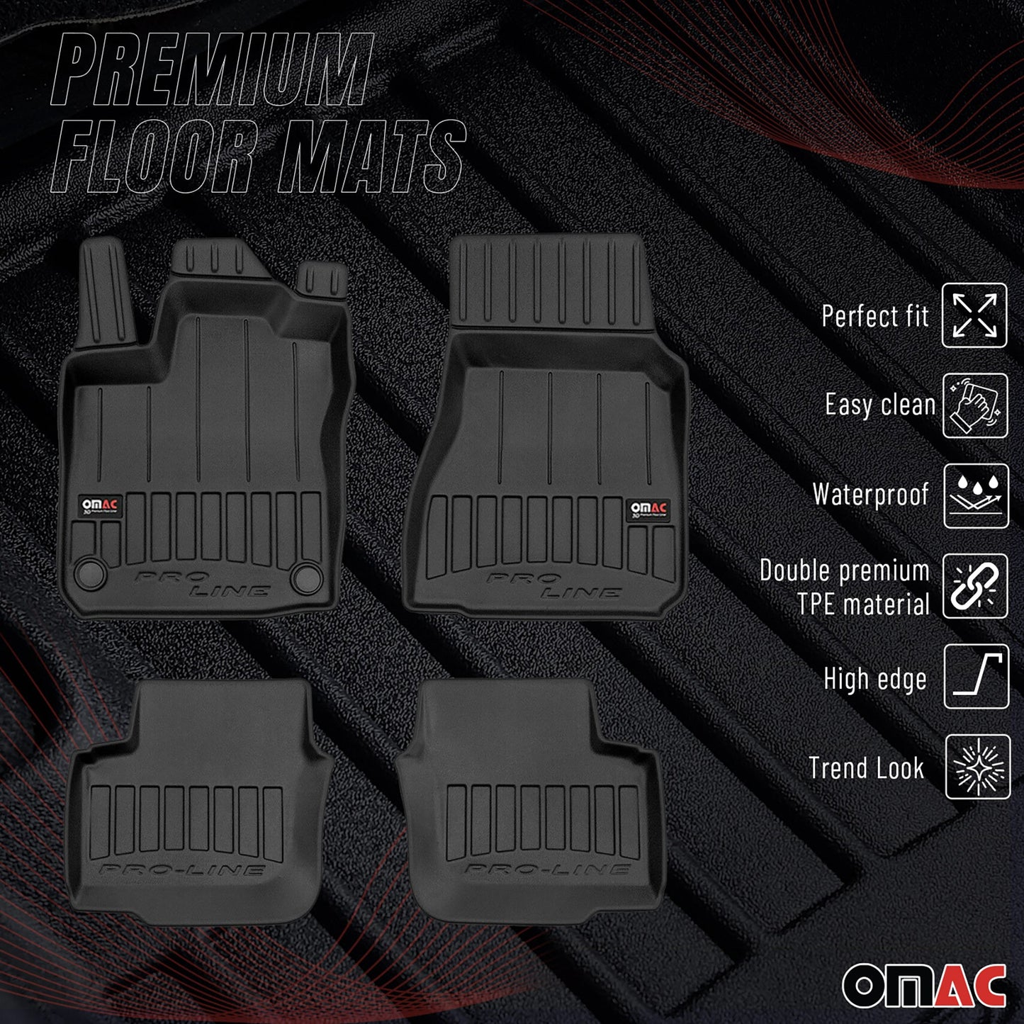 2014-2025 Smart Forfour Fußmatten TPE Schwarz 4 tlg