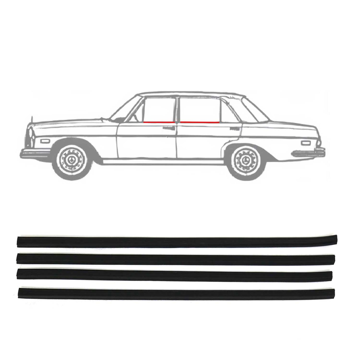 Außenkante Dicht Staub Horizontale Leiste für Mercedes W115 1968-1980 ABS 4tlg