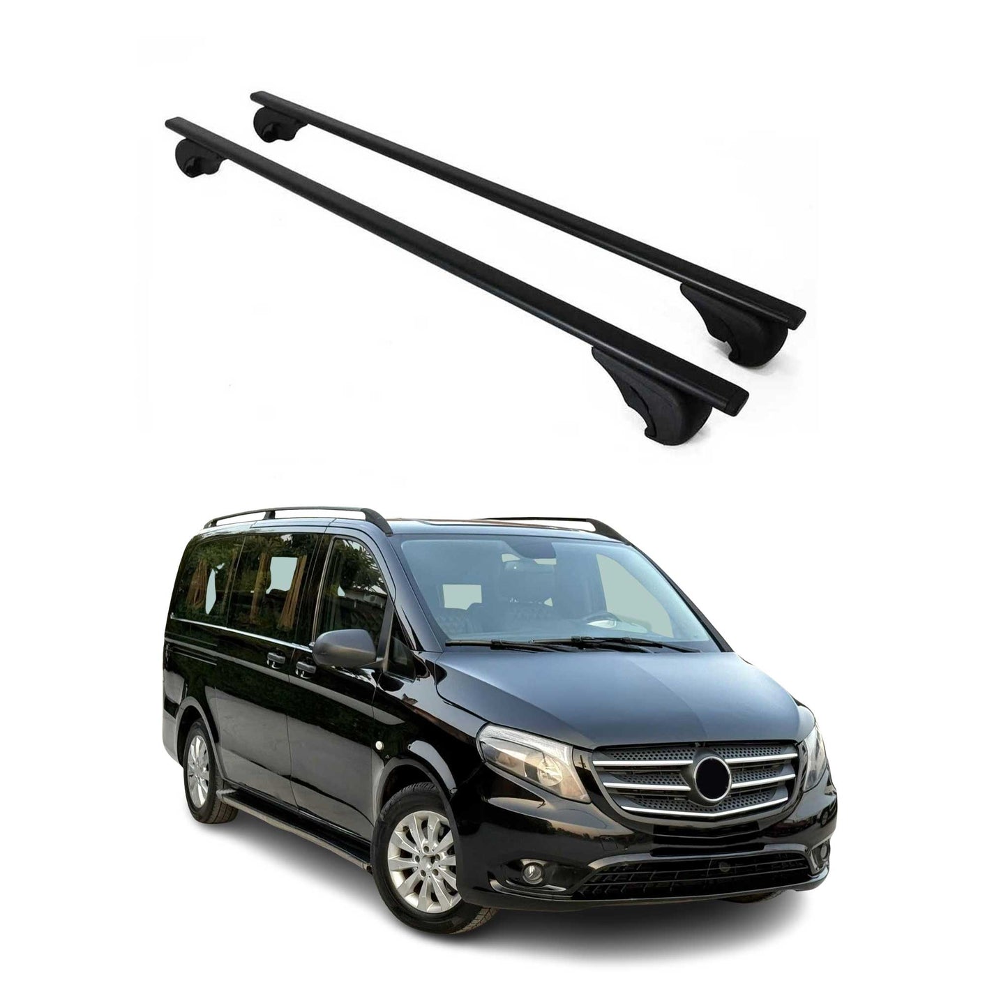 Portbagaj de plafon pentru Mercedes Vito W447 2014-2025 75kg, negru metalic, 2 buc.