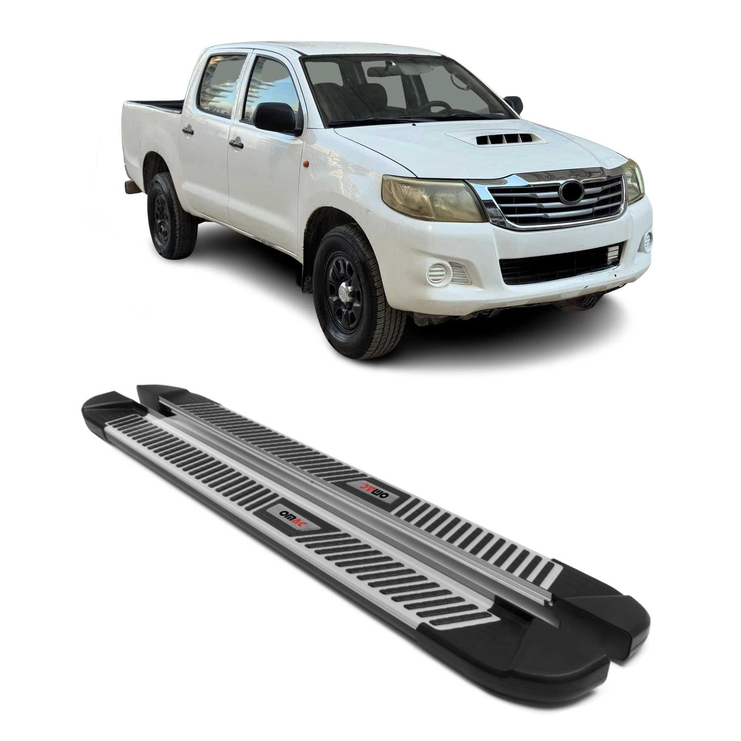 Trittbretter Seitenbretter für Toyota Hilux DoubleCab 2005-15 Alu Schwarz