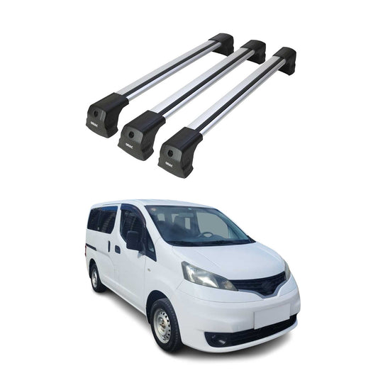 Portbagaj de plafon pentru Nissan NV200 2009-2021 75kg aluminiu argintiu 3 buc