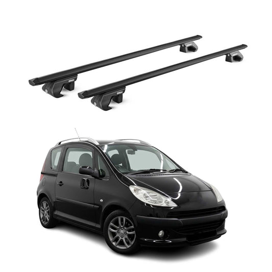 Portbagaj de plafon pentru Peugeot 1007 2004-2009 3 uși 90 kg aluminiu negru 2x ABE