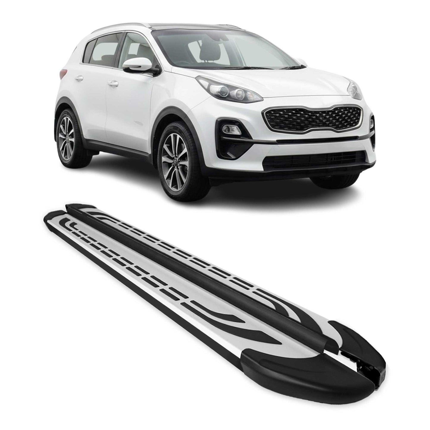 Trittbretter Seitenschweller Seitenbretter für Kia Sportage 4 2016-2021 Alu Grau