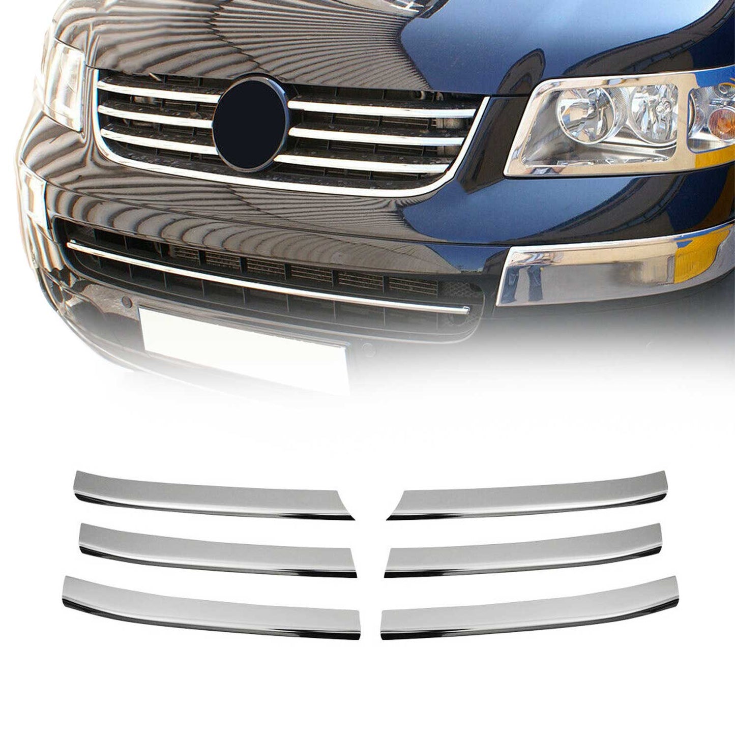 Kühlergrill Leisten Grillleisten für VW Caravelle T5 Multivan 2003-2010 Chrom 6x