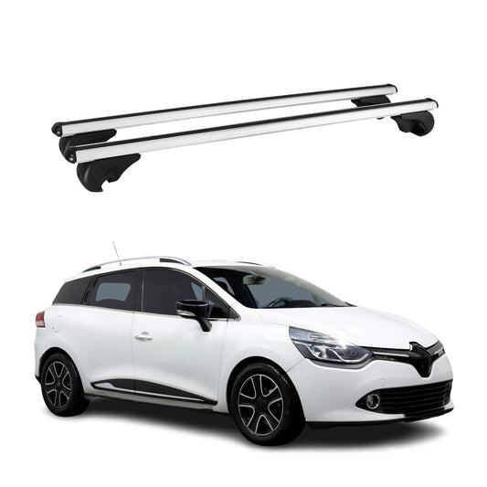 Portbagaj de plafon pentru Renault Clio Grandtour 2012-2025 75kg aluminiu argintiu 2 piese