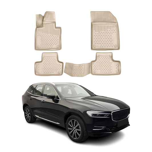 Covorașe auto OMAC din cauciuc pentru Volvo XC60 2017-2025, TPE, bej, set 4 piese