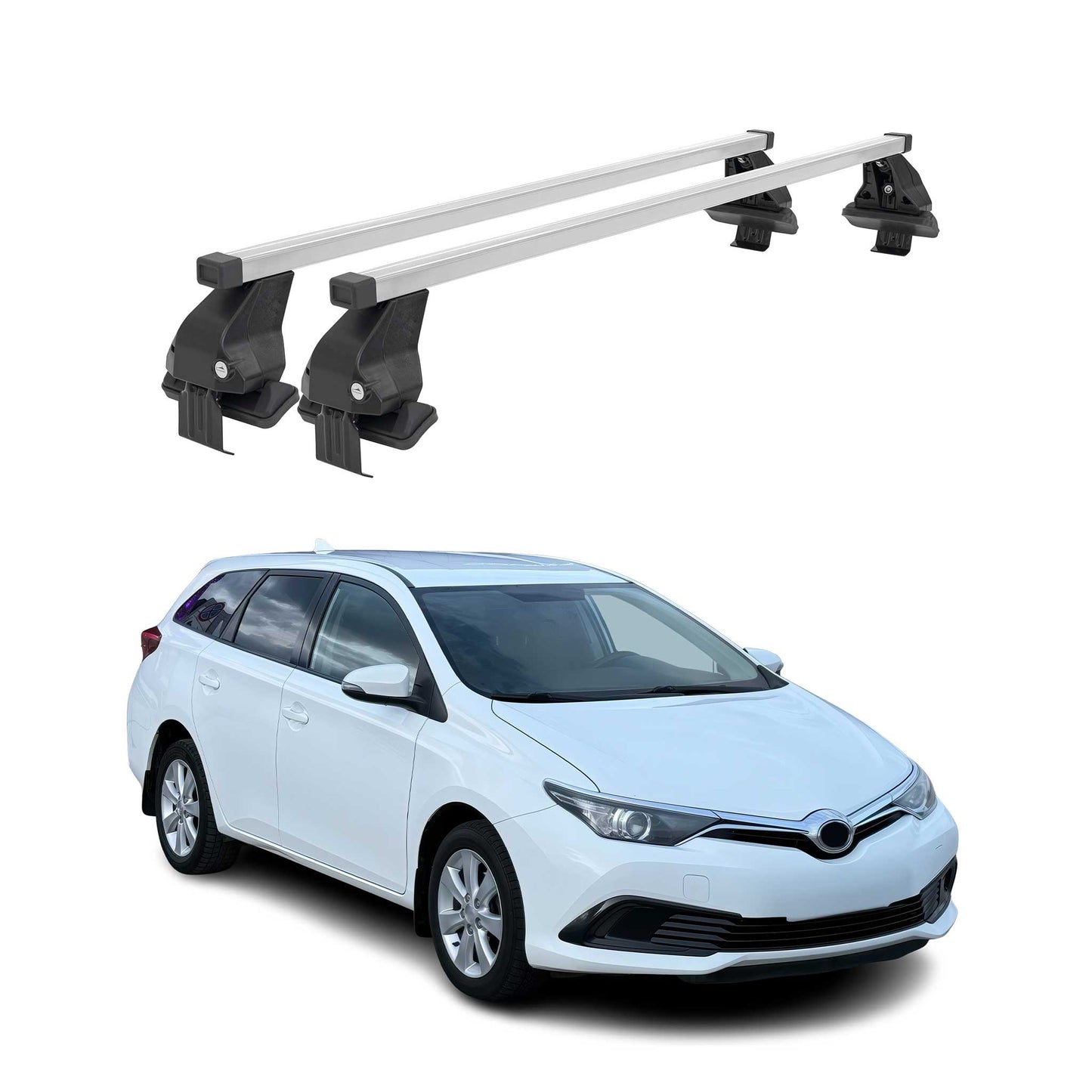 Menabo Dachträger für Toyota Auris mk2 Kombi 2012-2018 50kg Stahl Silber 2x