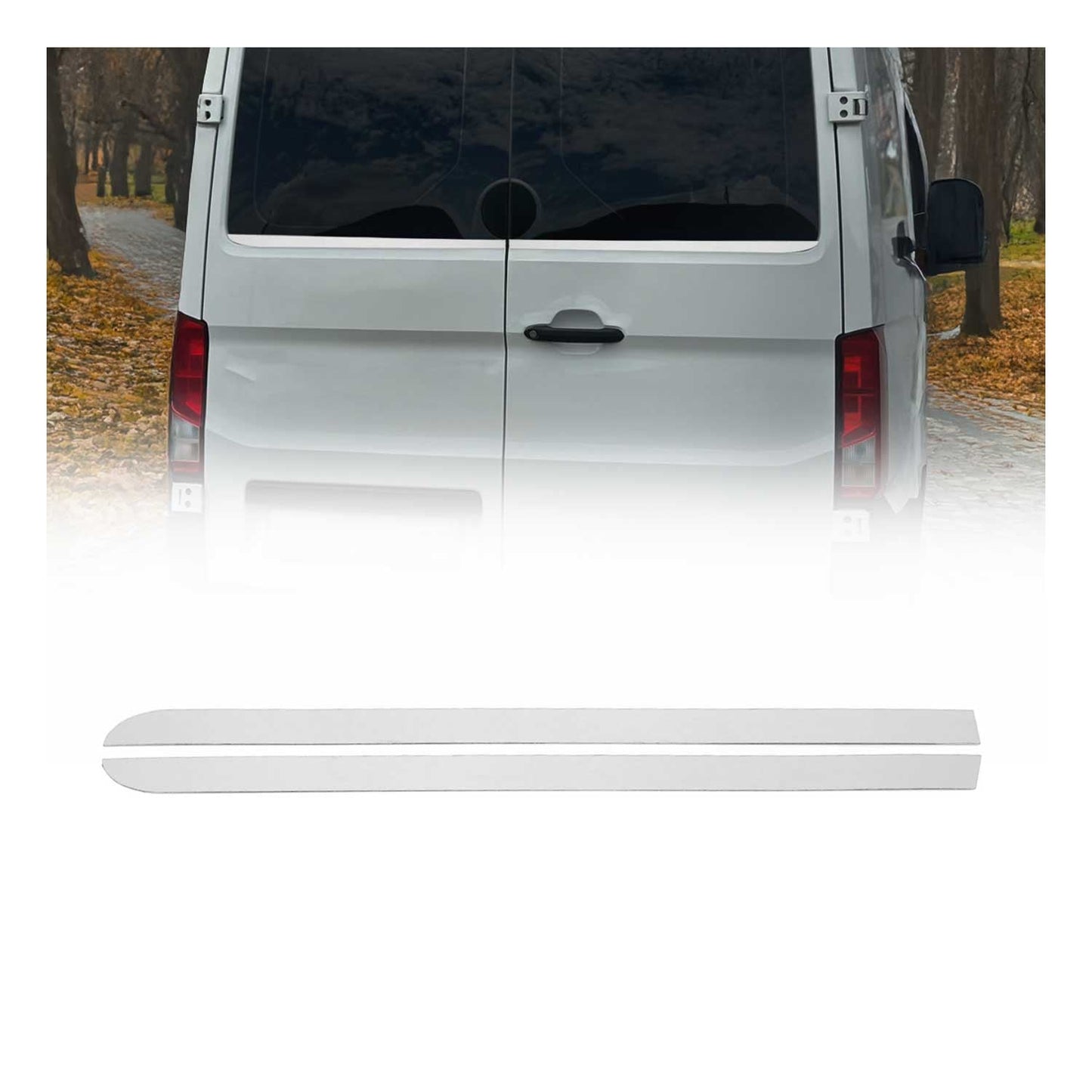 Benzi decorative pentru geamuri pentru VW Crafter 2017-2025, oțel inoxidabil cromat, set 2 piese