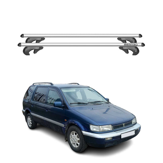 Menabo Dachträger Grundtäger für Hyundai Santamo 1996-2003 90kg Alu Silber 2 tlg