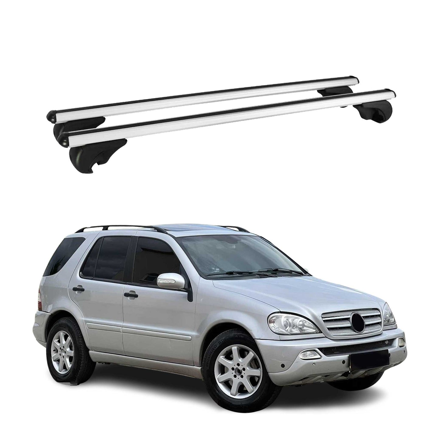Portbagaj de plafon pentru Mercedes ML Class W163 1998-2005 75kg Argintiu Aluminiu 2x