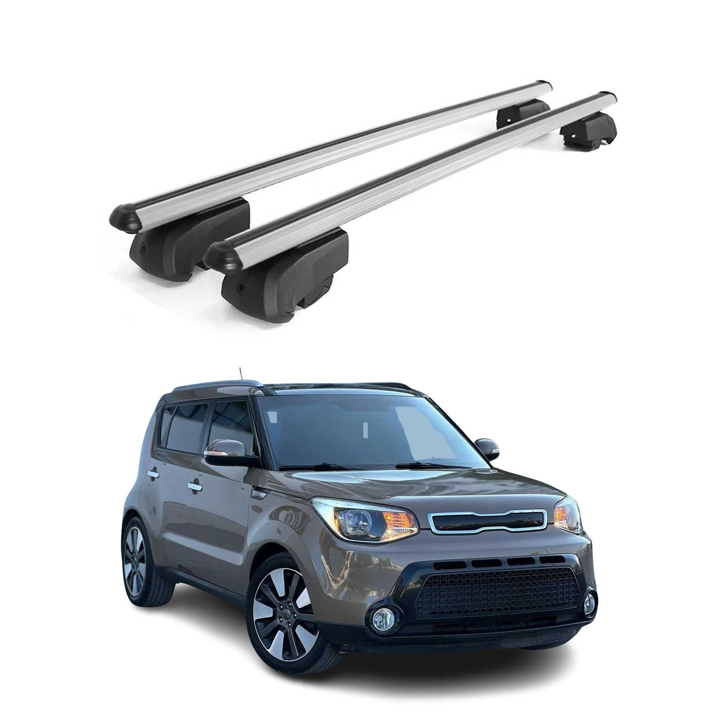 Dachträger Gepäckträger für Kia Soul II 2014-2019 Querträger ABE Alu Grau 2x