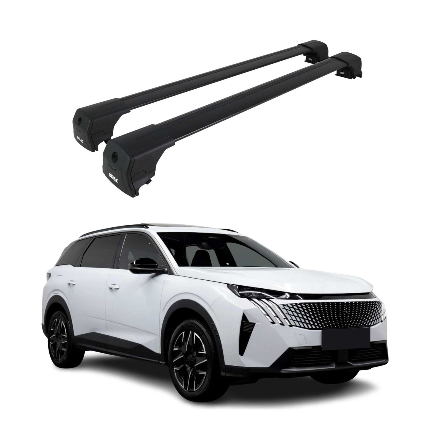 2024-2025 Peugeot 5008 Dachträger Grundträger Schwarz Alu 2 tlg