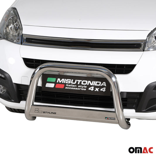 Bară de protecție/buton față pentru Citroen Berlingo 2015-2018 ø63mm oțel argintiu