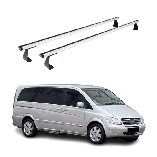 Portbagaj de plafon pentru Mercedes Vito W639 2003-2014 75kg aluminiu argintiu 2 piese