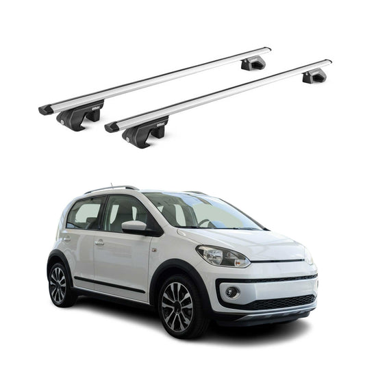 Portbagaj de plafon pentru VW Up Cross 2013-2019 90kg aluminiu argintiu 2 buc ABE
