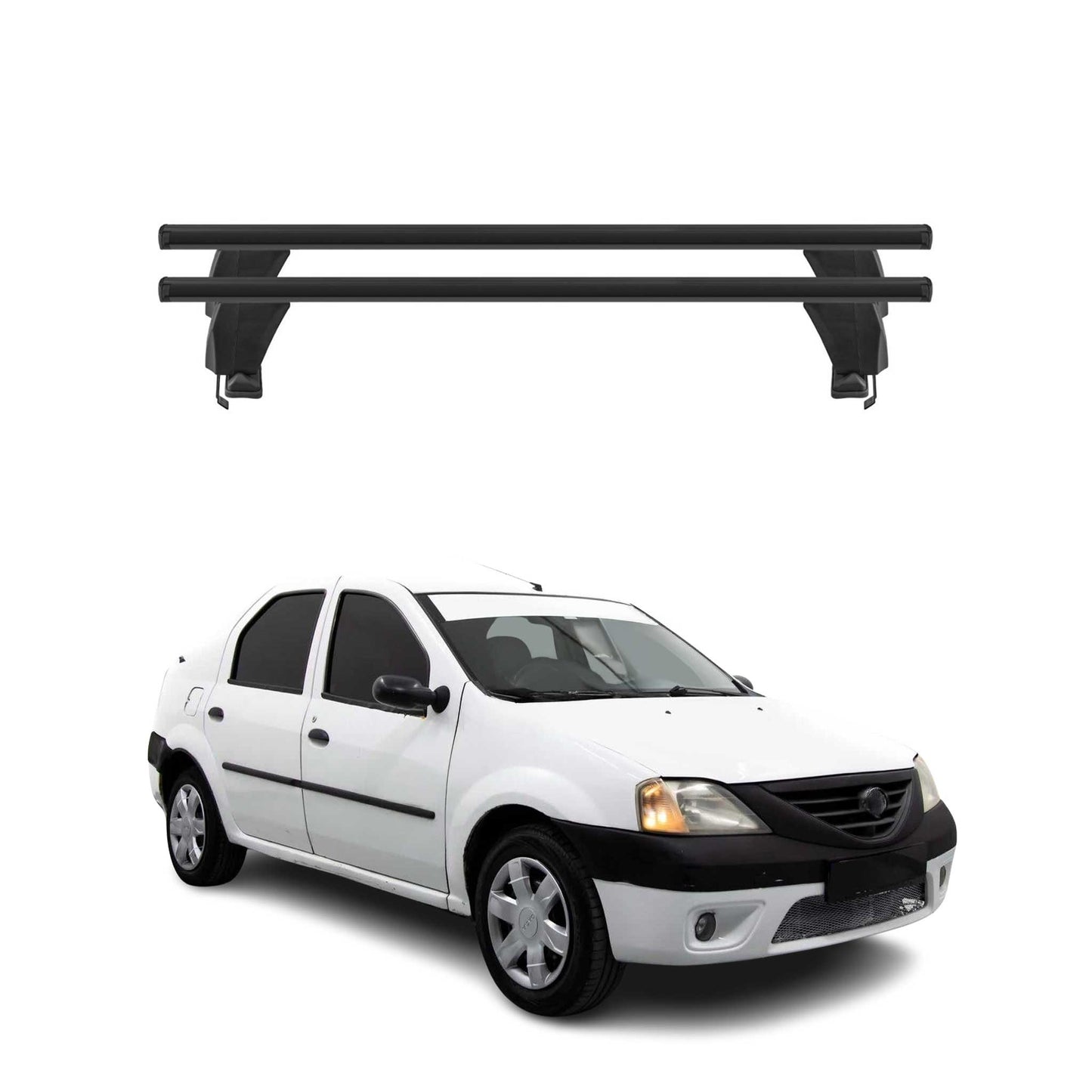 Menabo Dachträger Grundtäger für Dacia Logan mk1 2004-2012 50kg Alu Schwarz 2x