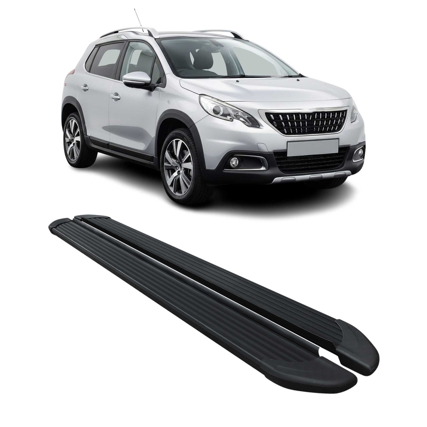 Alu Seitenschweller Trittbretter Schweller für Peugeot 2008 2017-2020 Schwarz