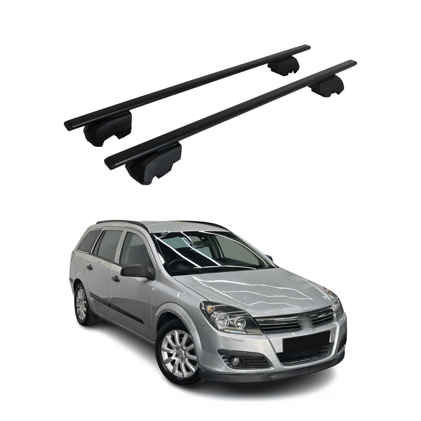 Dachträger Grundtäger für Opel Astra H Kombi 2004-2010 75kg Metall Schwarz 2 tlg