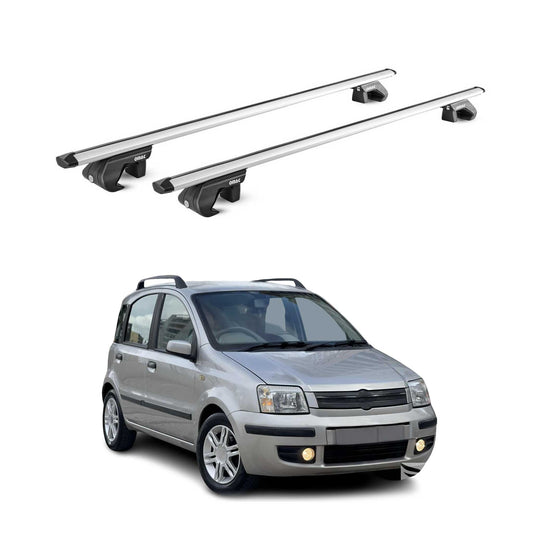 Portbagaj de plafon pentru Fiat Panda II 2003-2012 5 uși 90 kg aluminiu argintiu 2x ABE