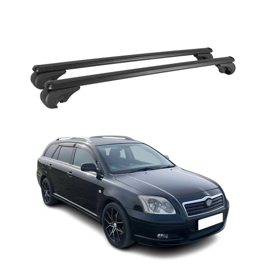 Portbagaj plafon pentru Toyota Avensis 2003-2008, portbagaj bază aluminiu negru 2x