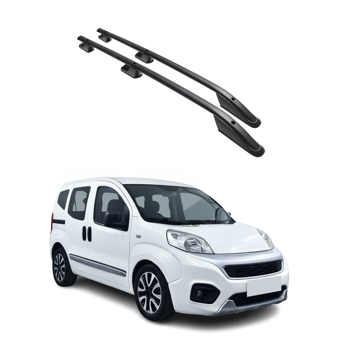 Aluminium Dachreling Querträger für Fiat Fiorino Qubo 2008-2022 Schwarz 2x
