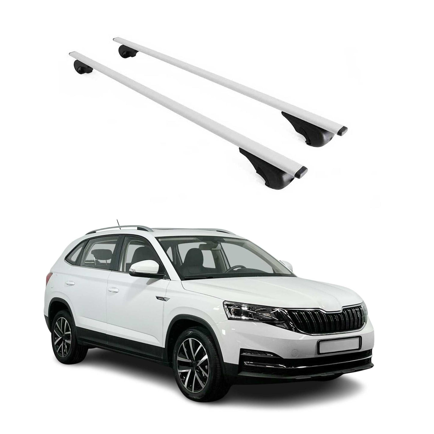 Portbagaj de plafon pentru Skoda Kamiq 2019-2025 75kg metal argintiu 2 buc