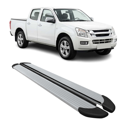 Seitenschweller Trittbretter für Isuzu D-Max DoubleCab 2002-2012 Aluminium Grau