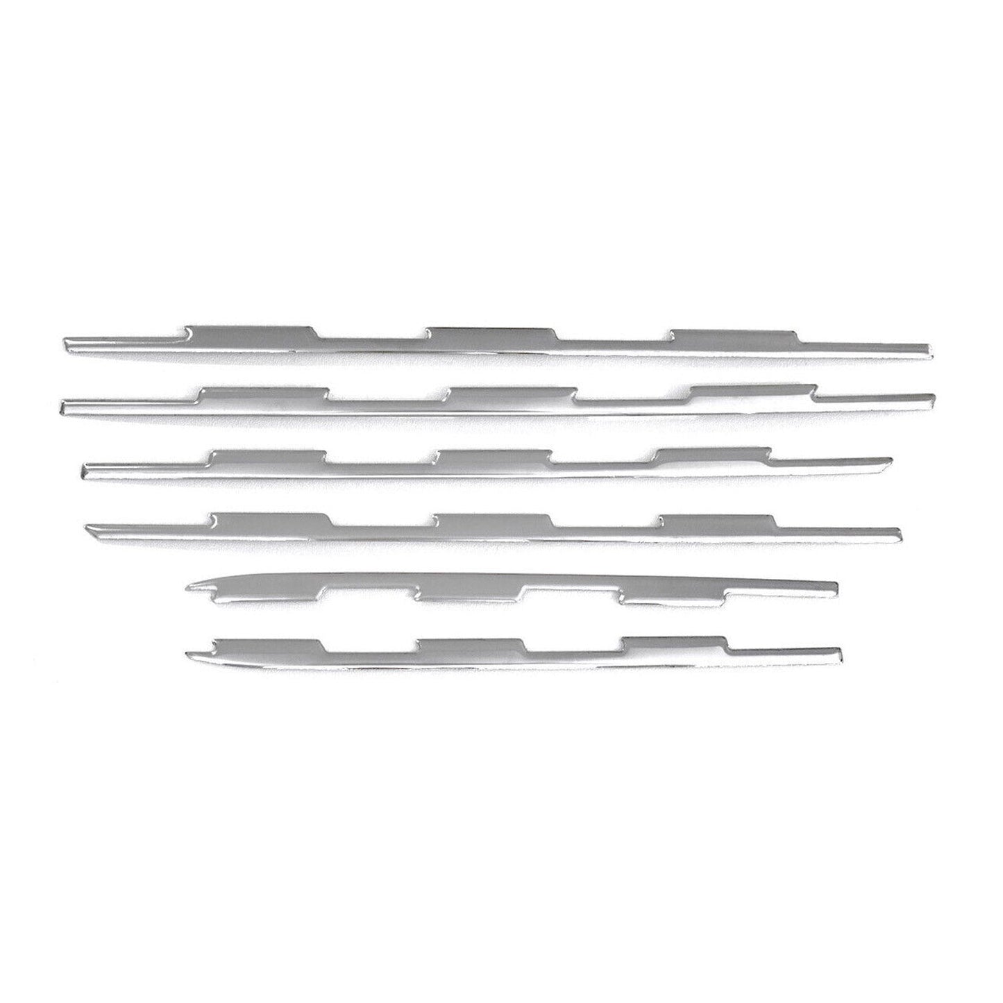 Benzi decorative grilă auto pentru Peugeot Rifter 2018-2025, crom-argintiu, 6 buc.
