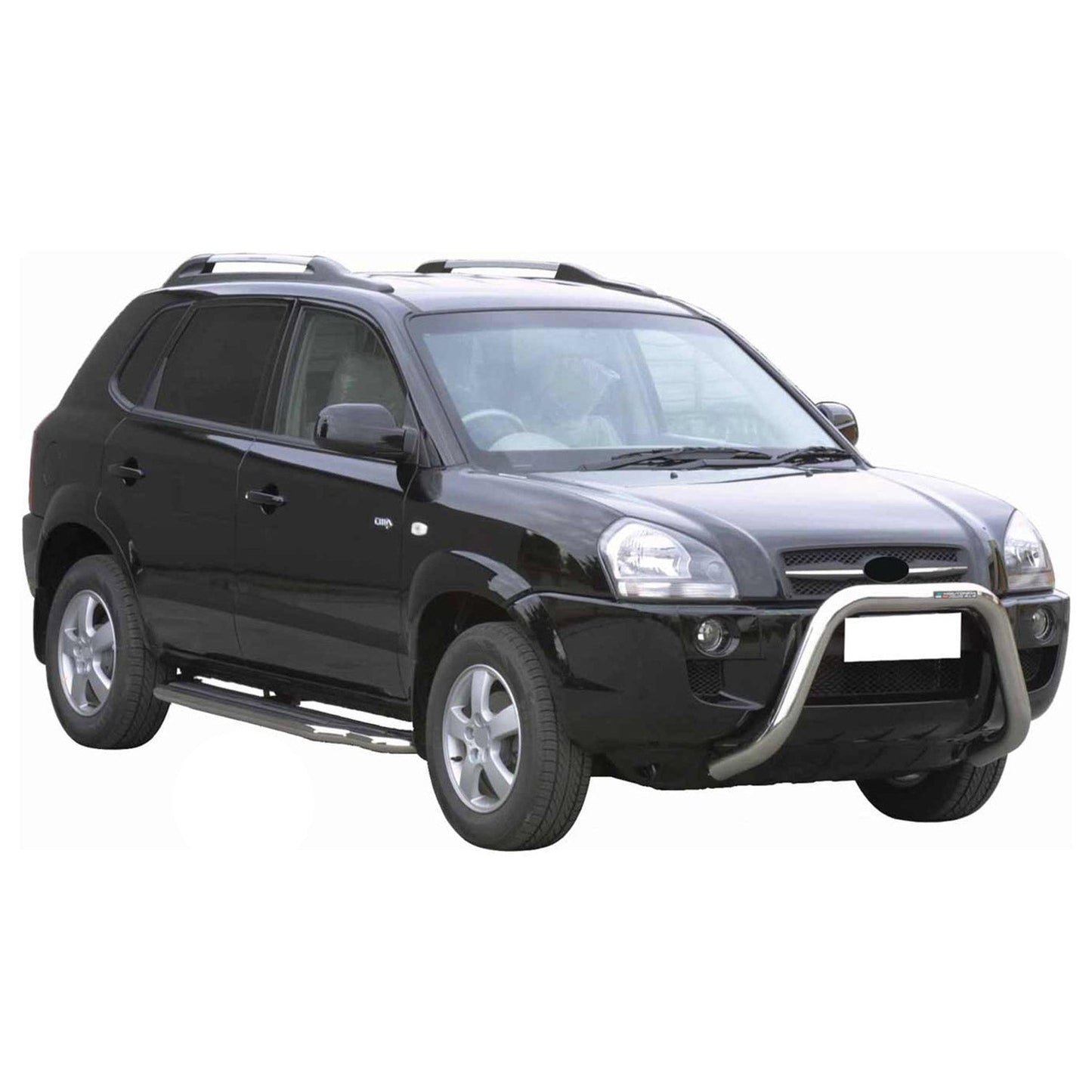 Bară de protecție/buton față pentru Hyundai Tucson 2004-2009, ø76mm, oțel, argintiu