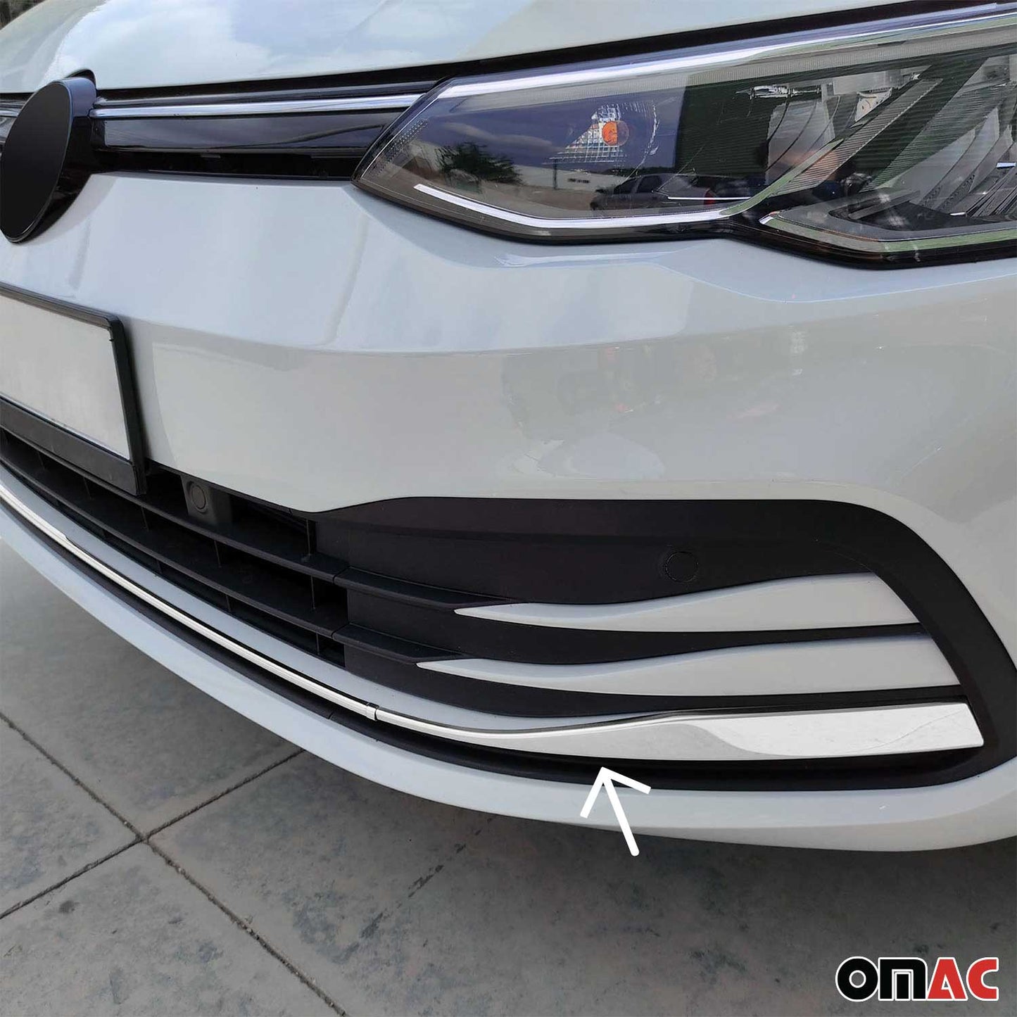 Benzi decorative grilă radiator pentru VW Golf 8 2019-2025, oțel inoxidabil, argintiu, set 3 piese