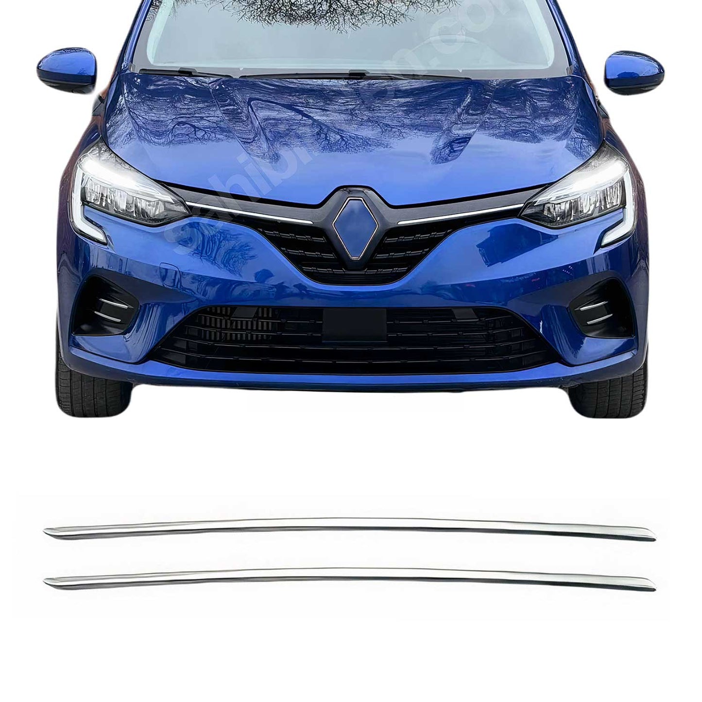 Kühlergrill Leisten Grillleisten für Renault Clio 2019-2025 Edelstahl Silber 2x