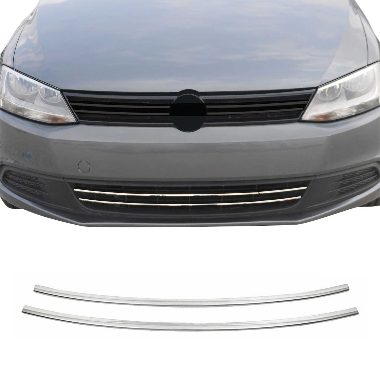 Benzi decorative grilă radiator pentru VW Jetta 2010-2014, oțel inoxidabil, argintiu, 2 bucăți