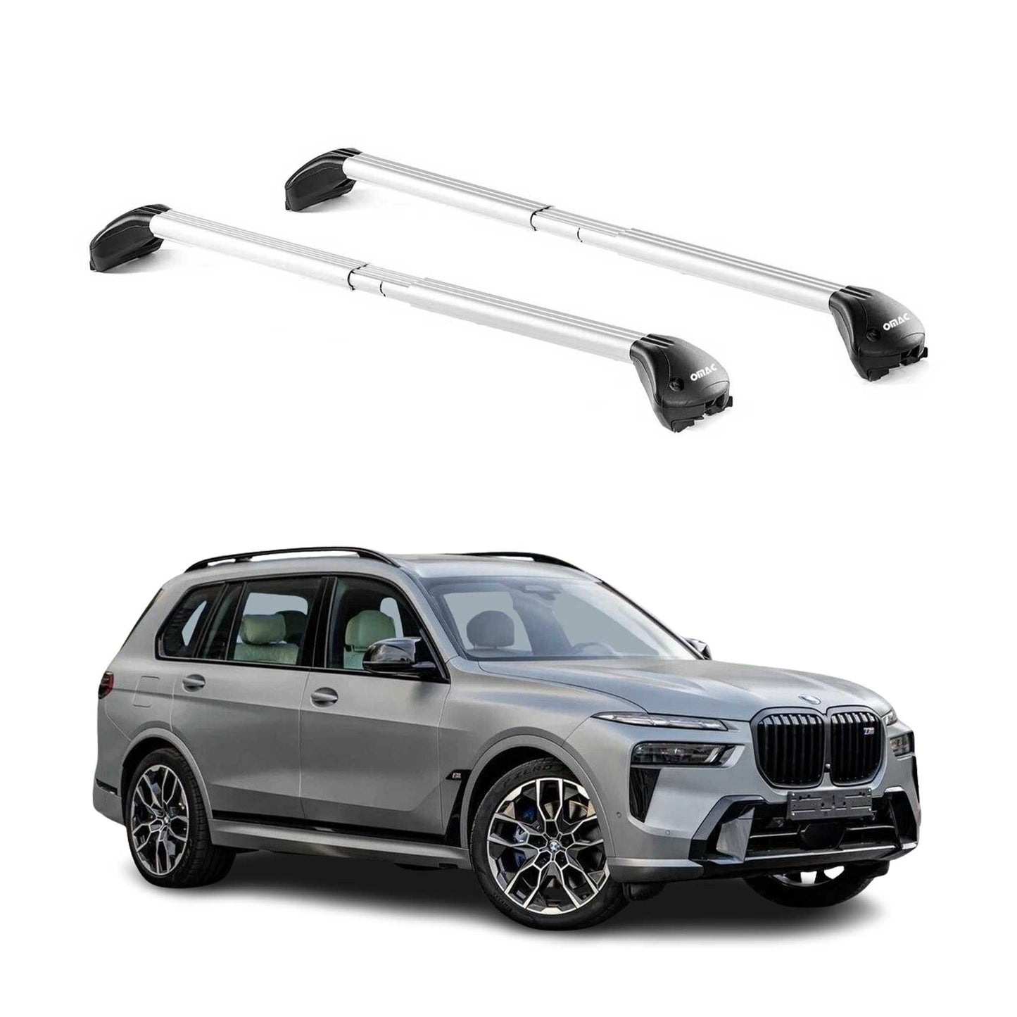 Portbagaj de plafon pentru BMW X7 G07 2018-2025 5 uși 100 kg aluminiu argintiu 2 piese ABE