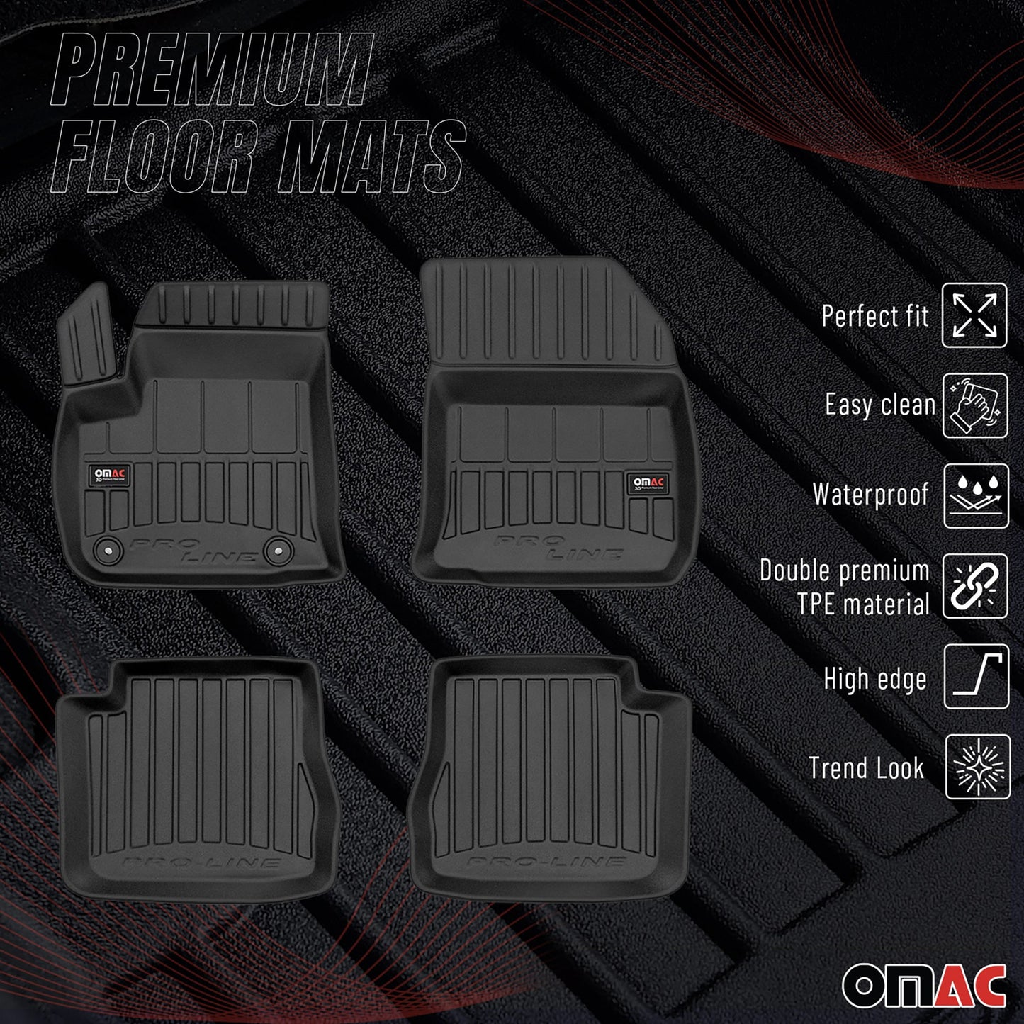 2021-2025 Citroen C4 EV Fußmatten TPE Schwarz 4 tlg