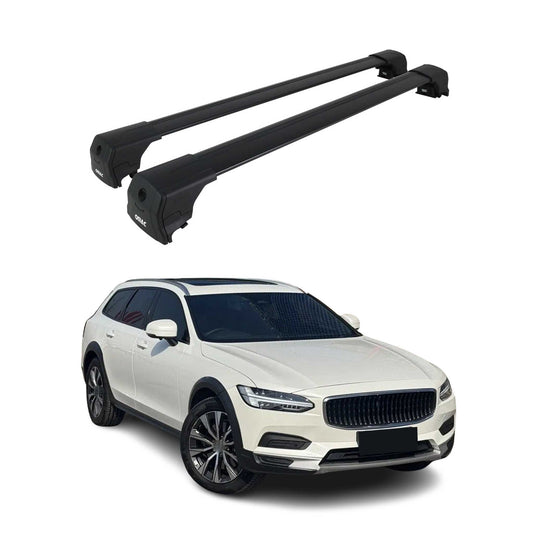 Portbagaj de plafon pentru Volvo V90 V90 Cross Country 2017-2024, aluminiu, negru, set 2 piese