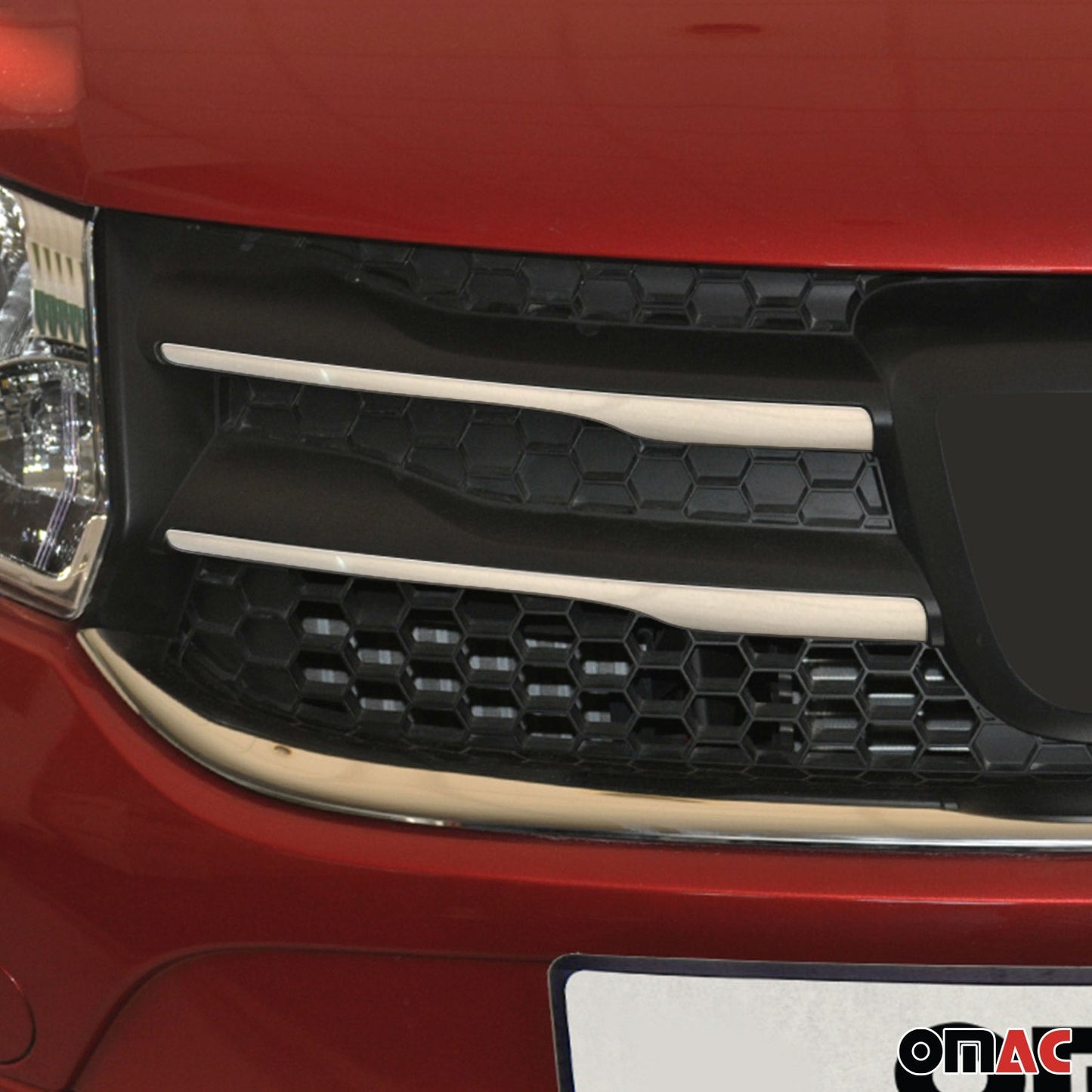 Kühlergrill Leisten Grillleisten für Dacia Sandero 2012-2017 Edelstahl Silber 4x